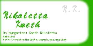 nikoletta kmeth business card